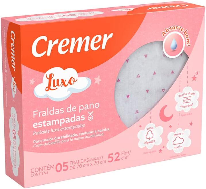 FRALDA LUXO ESTAMPADA – PACOTE COM 5 UNIDADES CREMER FUTURISTA