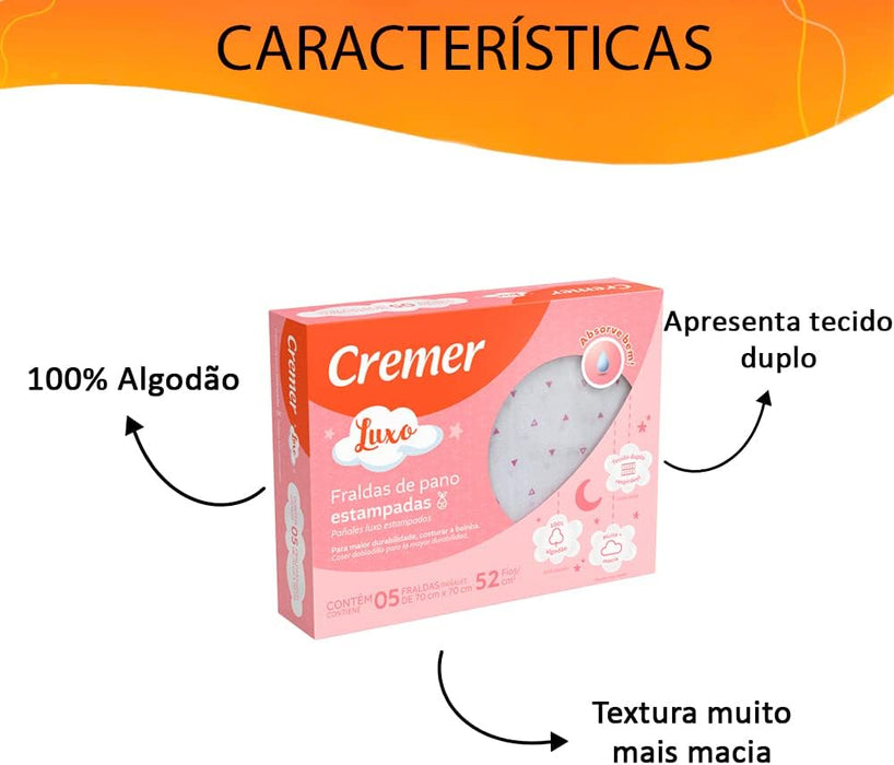 FRALDA LUXO ESTAMPADA – PACOTE COM 5 UNIDADES CREMER FUTURISTA