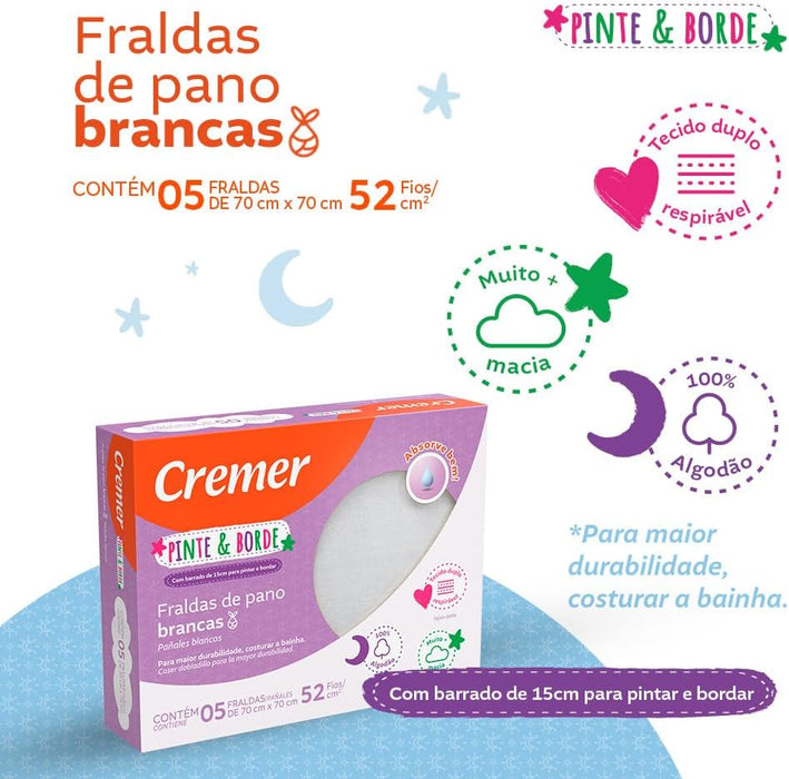 FRALDA PINTE E BORDE – TAMANHO 70X70CM – CREMER FUTURISTA