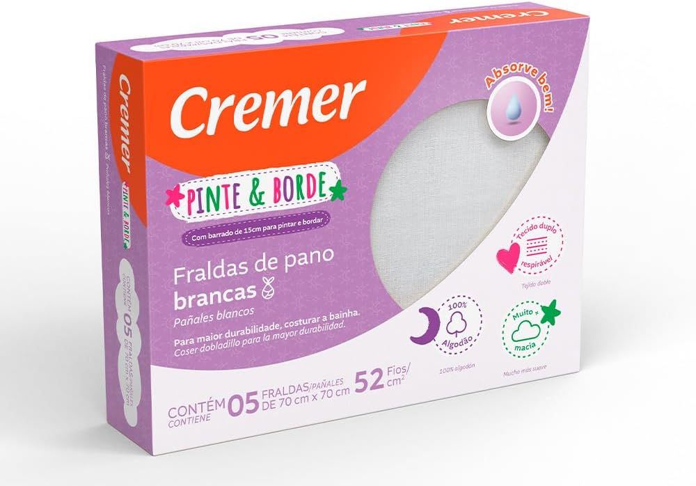 FRALDA PINTE E BORDE – TAMANHO 70X70CM – CREMER FUTURISTA