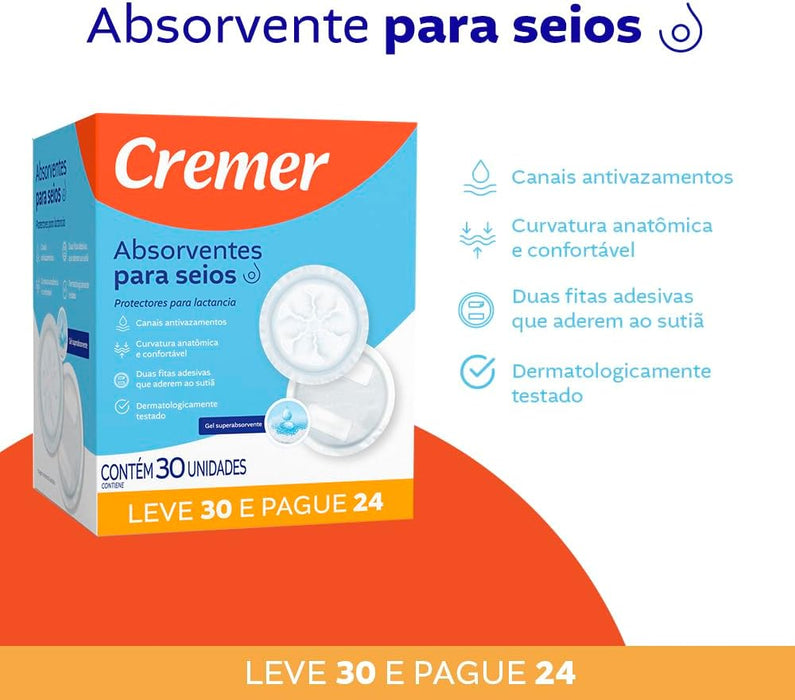 ABSORVENTE PARA SEIOS CREMER (30UNDS)