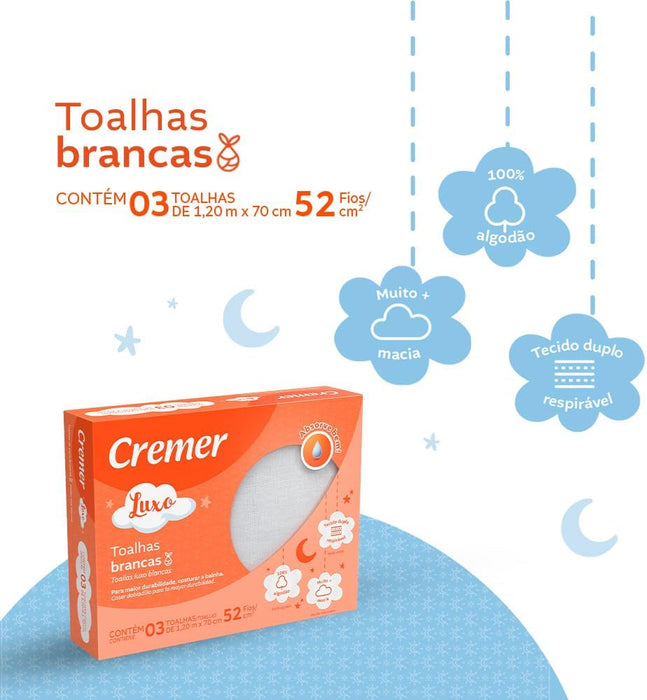 TOALHA 332865 LUXO BRANCA C 3UND CREMER