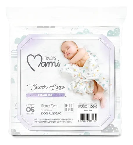 Fralda Luxo Neutro 70x70 - 5 Unidades | Futurista Baby - Imagem 2