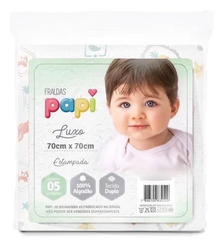Fralda Luxo Neutro 70x70 - 5 Unidades | Futurista Baby - Imagem 3