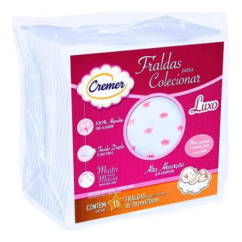 FRALDA CREMER LUXO ESTAMPADA FEMININA 70X70 FUTURISTA BABY