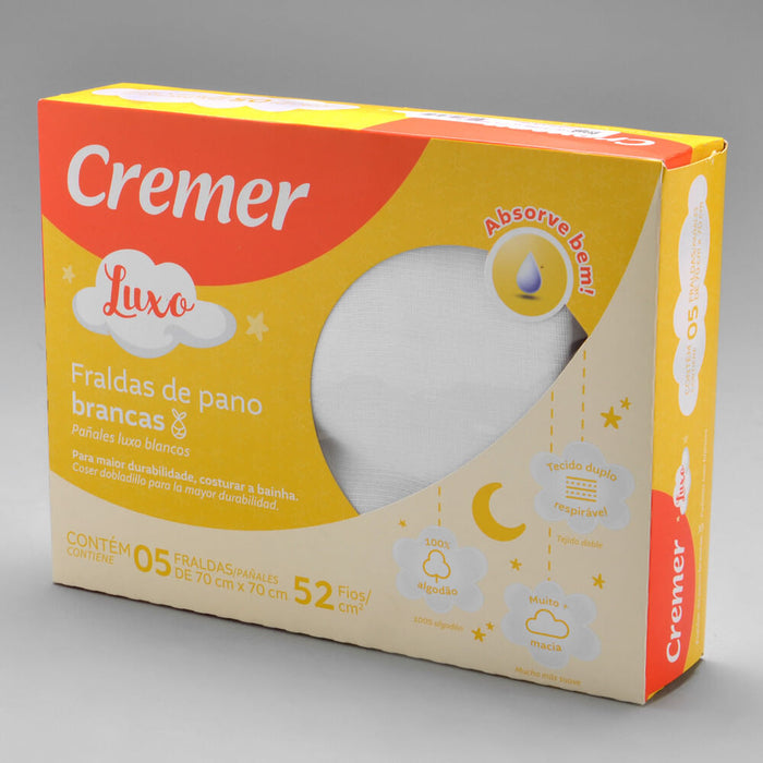 FRALDA 375992 LUXO BRANCA 70X70CM 05UN CREMER